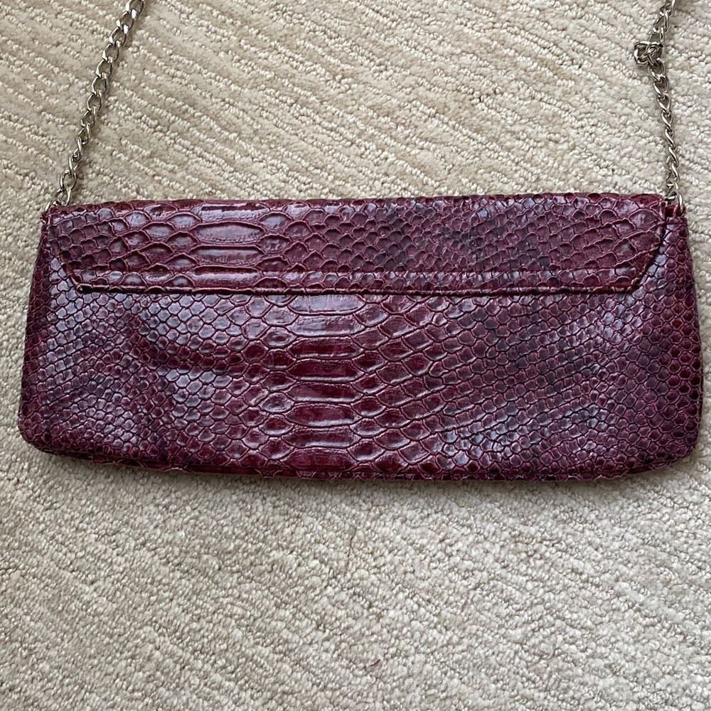 Women’s Bonita Bags New York Faux Leather Snakeskin Plum Shoulder Bag - Picture 4 of 8